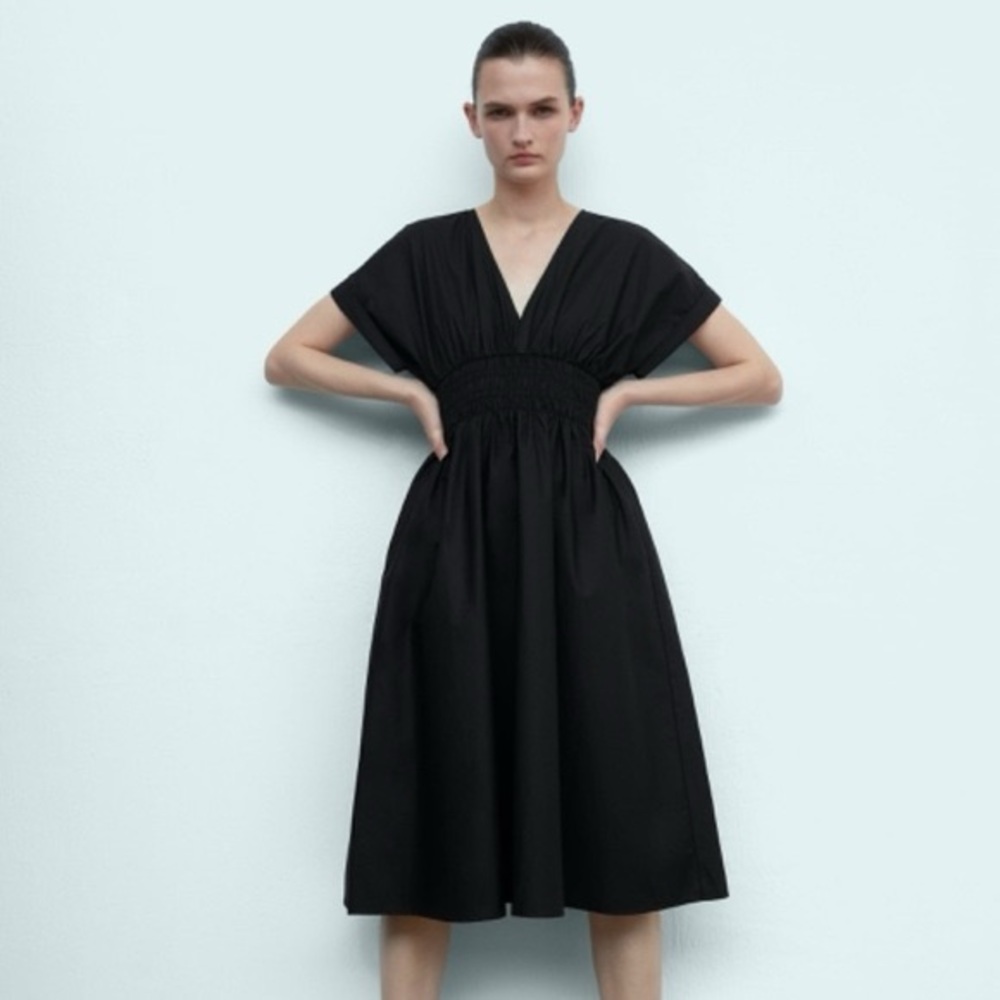 NEW-Zara black poplin dress XL